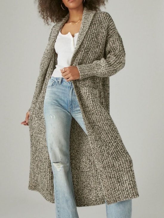 Lucky Brand Sweaters - Lucky Brand Black and Cream Marled Knit Cardigan
